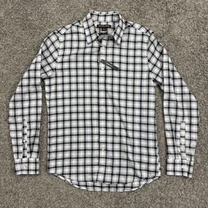Michael Kors Shirt Black White Plaid Slim Fit Button Up Mens Size S